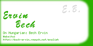 ervin bech business card